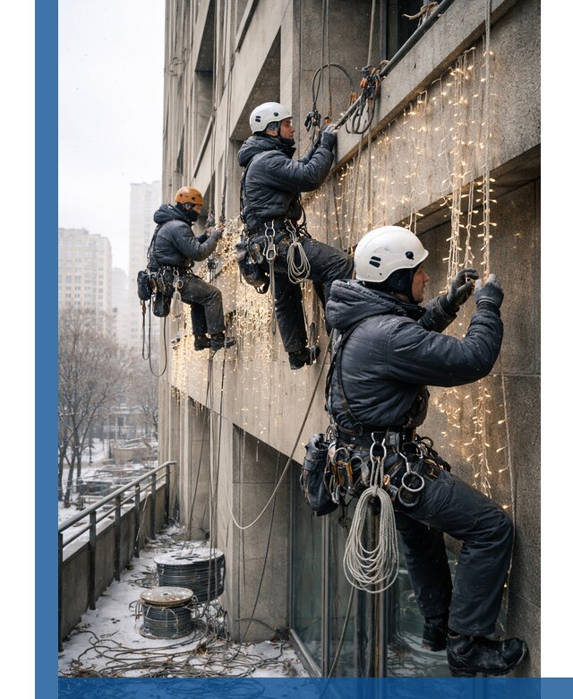 Монтаж новогодней иллюминации и украшение фасадов в Прохладном