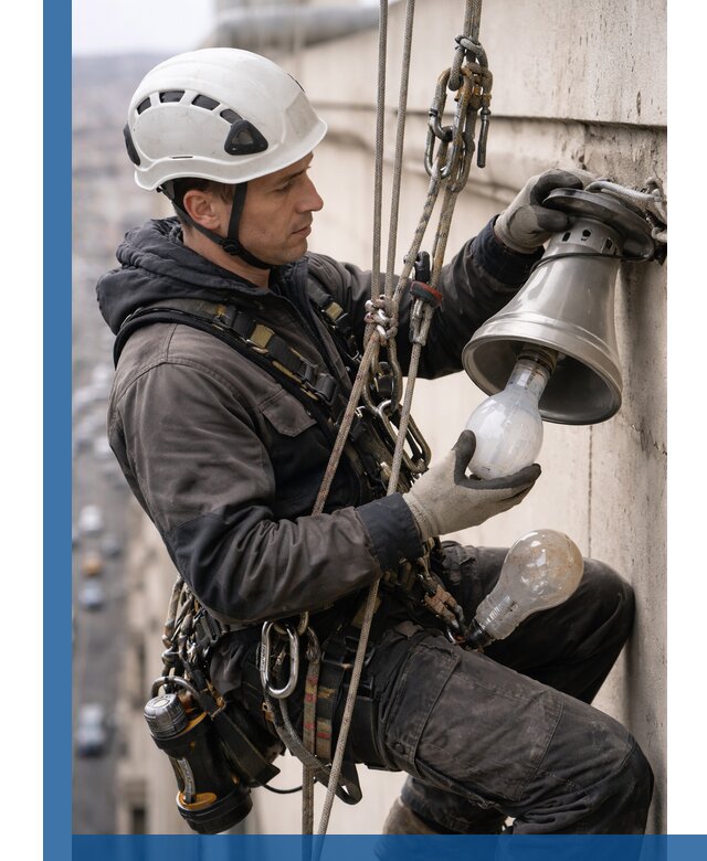 Замена ламп на высоте в Прохладном профессионально и быстро