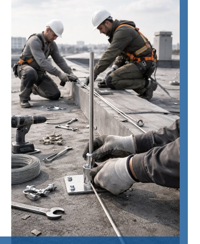 Монтаж молниезащиты на кровле в Прохладном цена от 27083 р. | ВЫСОТНИК-Прх