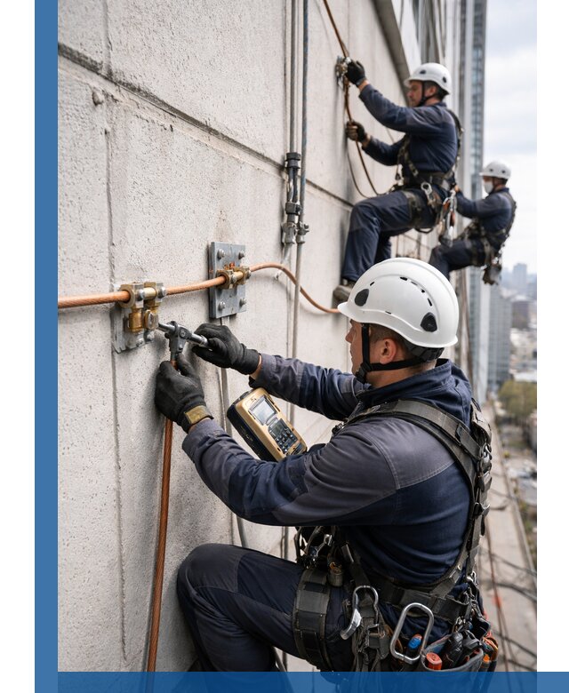 Монтаж системы заземления здания и молниезащиты в Прохладном