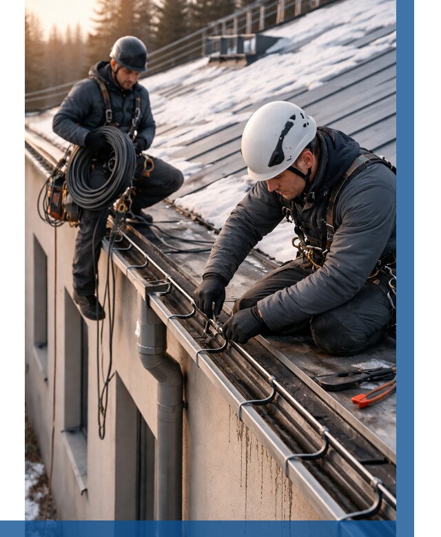 Монтаж греющего кабеля на кровле в Прохладном от 487 р. | ВЫСОТНИК-Прх