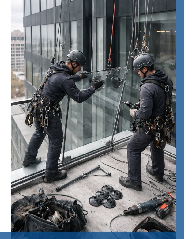 Монтаж стеклянных ограждений в Прохладном от 2708 р. | ВЫСОТНИК-Прх