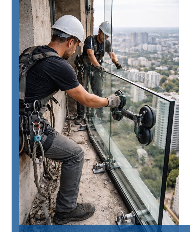 Монтаж стеклянных ограждений под ключ с гарантией в Прохладном