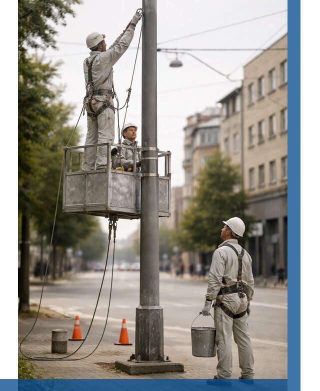 Покраска опор освещения в Прохладном от 5417 р. | ВЫСОТНИК-Прх