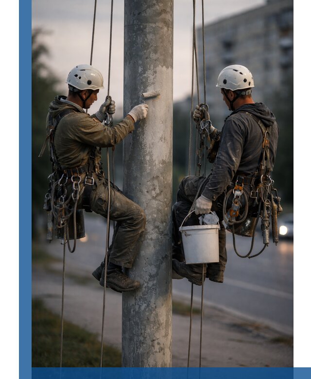 Покраска опор освещения и антикоррозийная защита в Прохладном