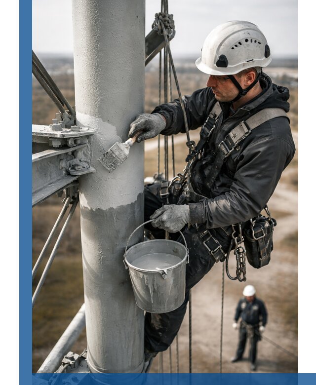 Покраска мачт связи в Прохладном промышленными альпинистами