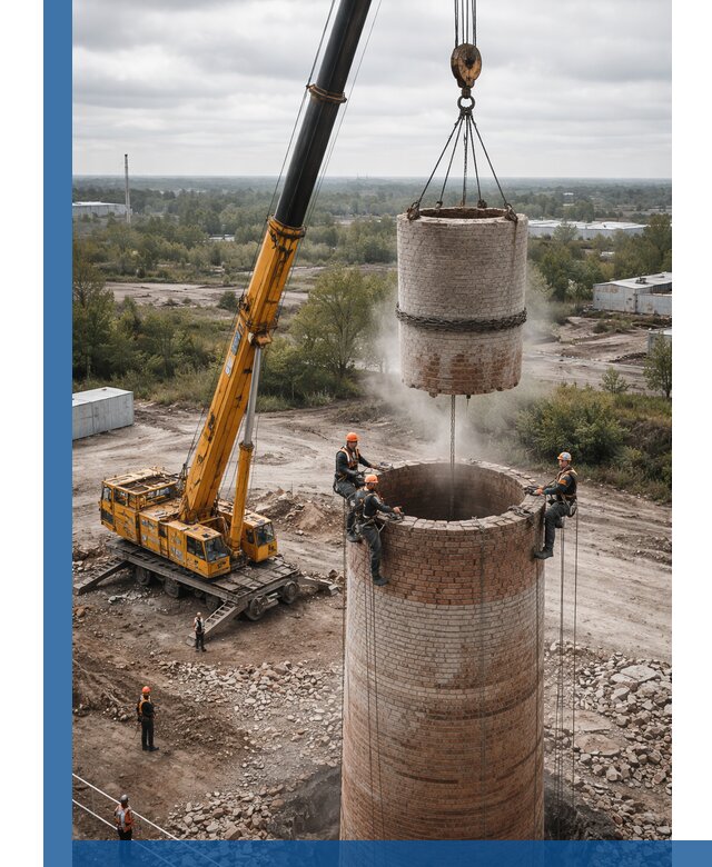 Демонтаж дымовой трубы в Прохладном с гарантиями безопасности
