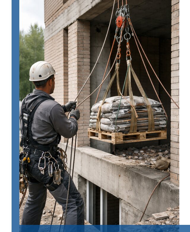 Подъем материалов на этаж веревками в Прохладном оперативно