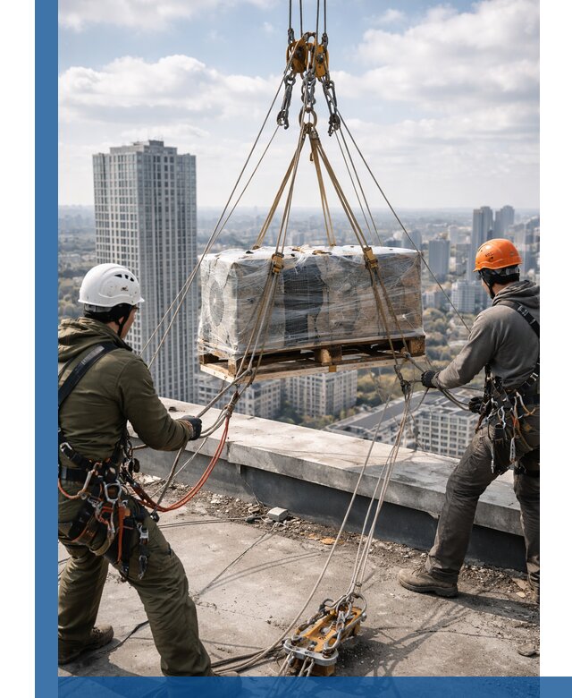 Подъем и монтаж крупногабаритных грузов на крышу в Прохладном