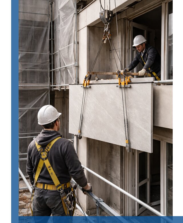 Подъем керамогранита на этаж в Прохладном грузчиками и техникой