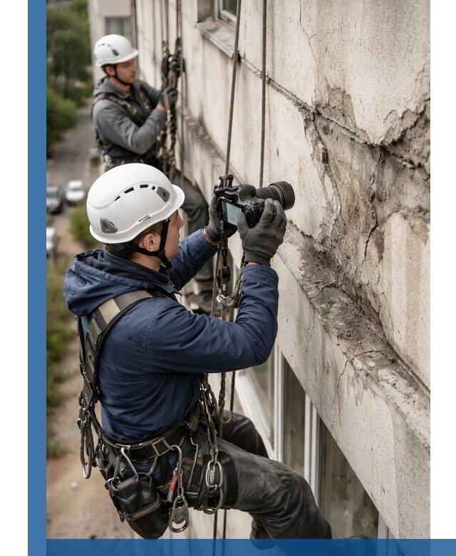 Фотофиксация дефектов фасада с высотной съемкой в Прохладном