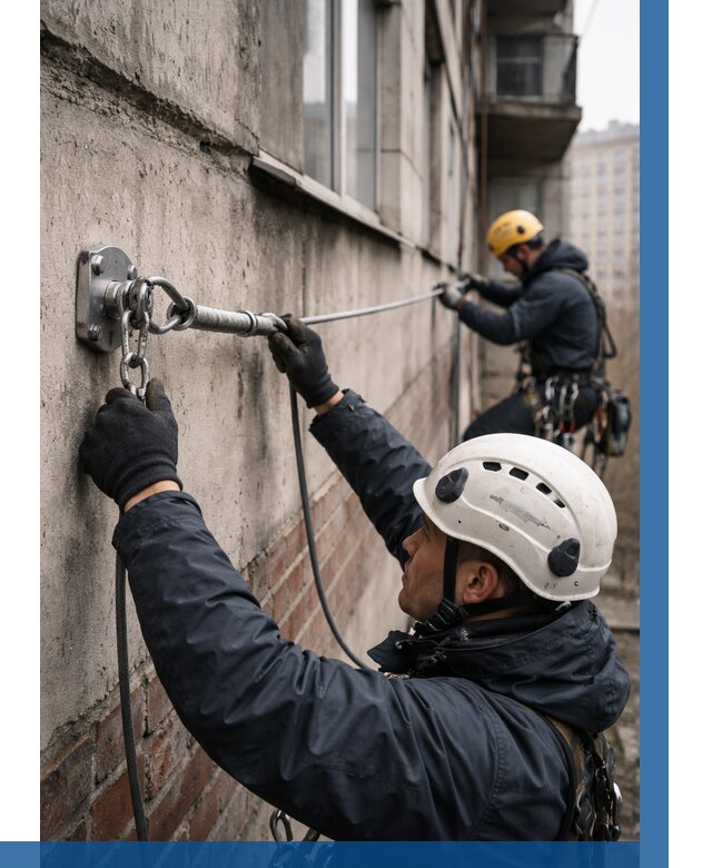 Монтаж анкерных линий в Прохладном от 3250 р. | ВЫСОТНИК-Прх