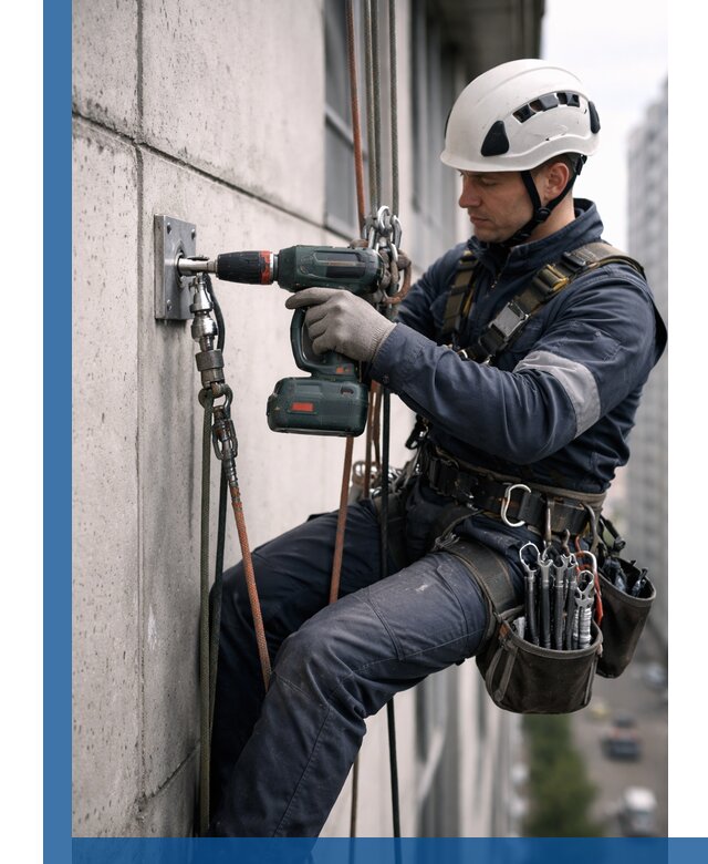 Установка анкерных точек для высотных работ в Прохладном